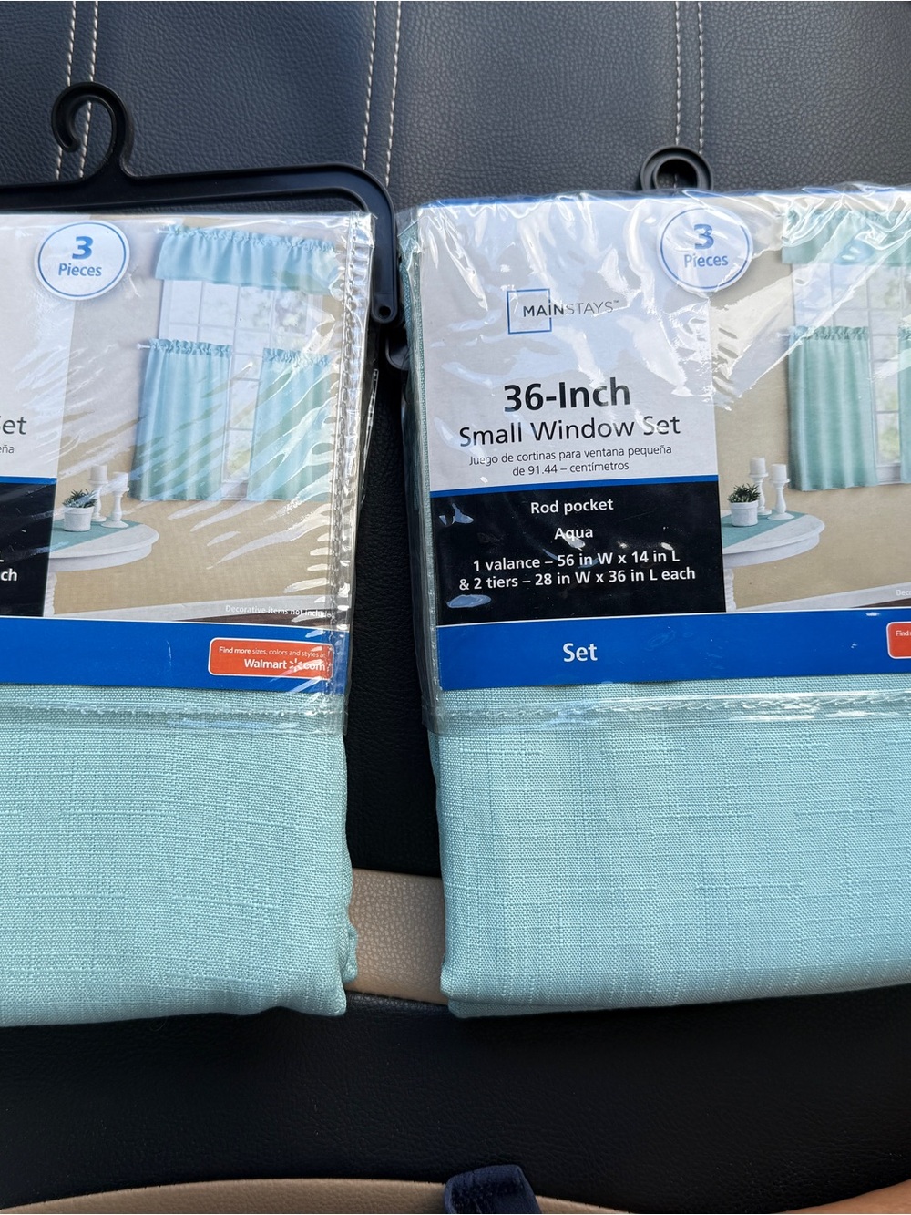 Mainstays Aqua Window Curtain Set - Soft Aqua 3-Piece